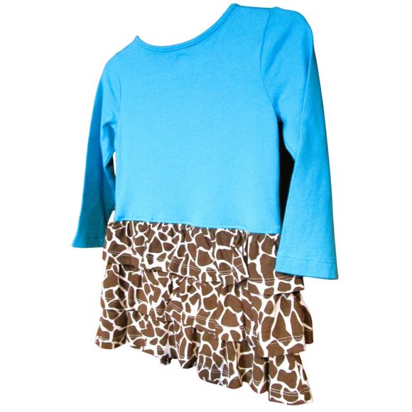 J. Khaki Girl's Dress Aqua and Brown Cobblestone Tiered Pleated Skirt Size 2T - Picture 2 of 4